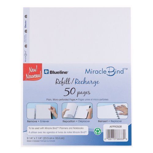 Rediform AFP9050R Miraclebind Notebook Plain Paper Refill, 9-1/4 X 7-1/4, White,