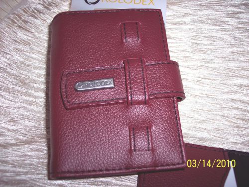WALLET-CASE BUSINESS /CREDIT CARD/ID/PHOTO*HOLDS 36*-DARK RED-GOLD= ROLODEX