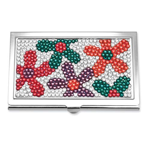 New Floral Business Stainless Card Holder Office with Swarovski® Crystals