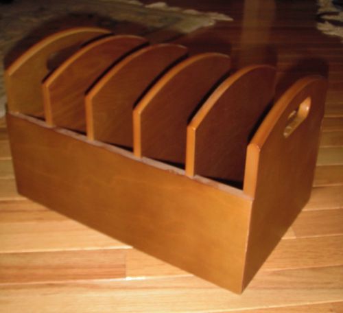 Solid wood desk organizer file box five compartments bills letters for sale