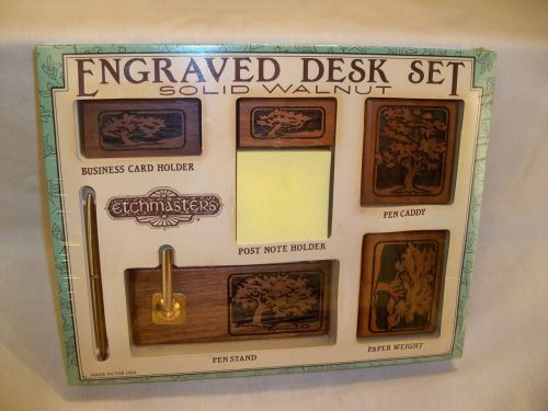 Engraved Desk Set, Solid Walnut