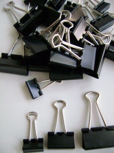 36 Pc Lot Of Black Binder Clips 3 Sizes Free Shipping