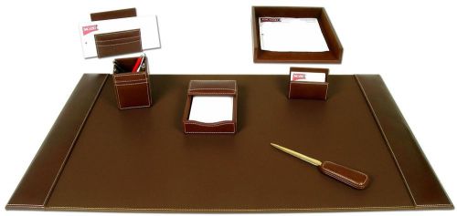 Rustic Brown Leather 7-piece Desk Set Accessories