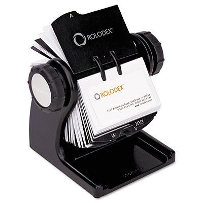 Wood tones open rotary business card file holds 400 2 5/8 x 4 cards, black for sale
