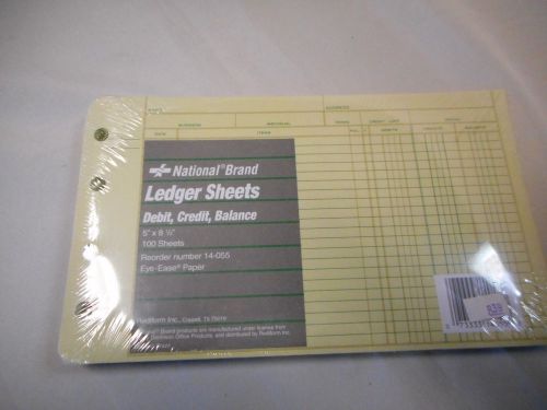 National Brand Ledger Sheets - 100 sheets - 4 ring - 5&#034; x 8.5&#034; - #14-055