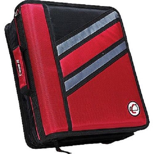 Case-it z-binder two-in-one organizer 1.5-inch d-ring zipper binder, red for sale