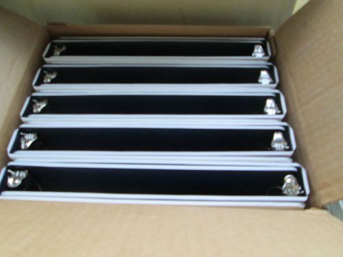 Box of 10 white 1&#034; 3 ring binders, blue interior , side holders for sale
