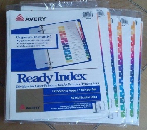 5 Sets of Avery Ready Index Contemporary Table of Contents Divider with 15 Multi