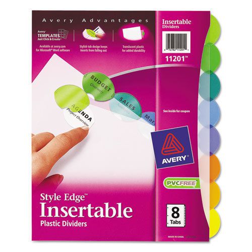 Style Edge Insertable Reference Dividers, Multicolor, 8-Tab, 11 x 8 1/2