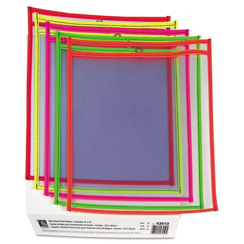 Stitched shop ticket holder, neon, assorted 5 colors, 9 x 12, 25/bx for sale