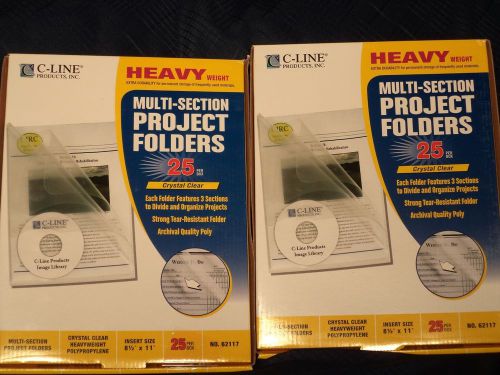 C line multi section project folders. 2 boxes, 50 total crystal clear. 62117 new for sale