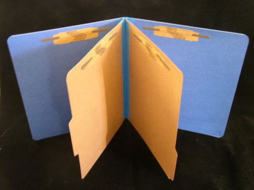 New 10 pack box royal blue classification file folders, letter, 2 divider 6 part for sale