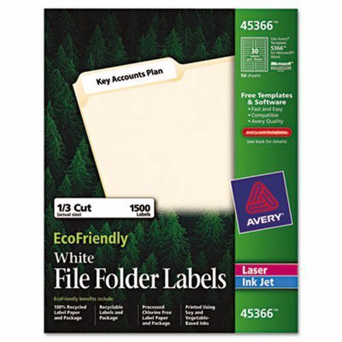Avery EcoFriendly Labels, 2/3 x 3-7/16, White, 1500/Pack (AVE45366)