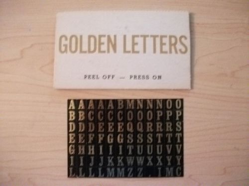 Peel off Press On Uppercase Gold Letters each letter 3/8&#034; High, 83 Letters / one