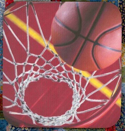 BASKETBALL &amp; NET &#034;SWISH&#034; Heavy Rubber Backed Mousepad #0487