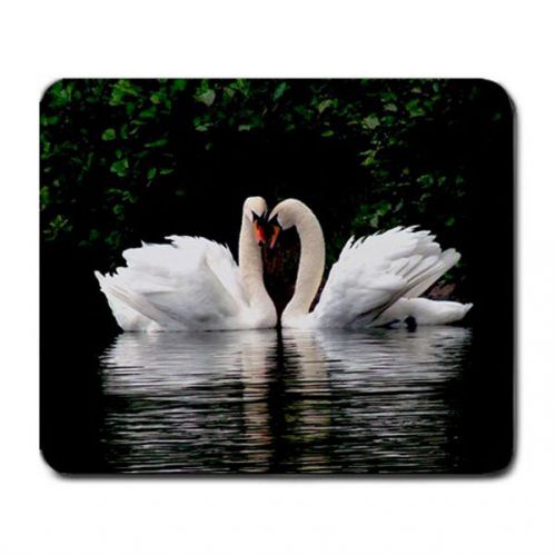 love birds swan by waterfall vibrant pc  mouse pad mat