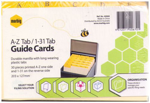 Marbig A-Z Tab / 1-31 Tab Guide Cards - 203 x 127mm (8&#034; x 5&#034;)