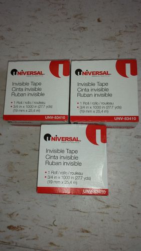 Invisible Tape 3/4&#034; x 1000&#034; 1&#034; Core Clear 3/Pack