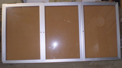 3-Door Alum.Enclosed Bulletin Board Cabinet with locks