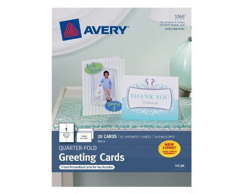 Avery Quarter-Fold Greeting Cards for Inkjet Printers, 4.25 x 5.5 inches, New