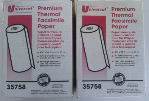 Universal ultra-sensitive thermal fax paper, 8-1/2in x -98&#039; 35758 11new rolls for sale