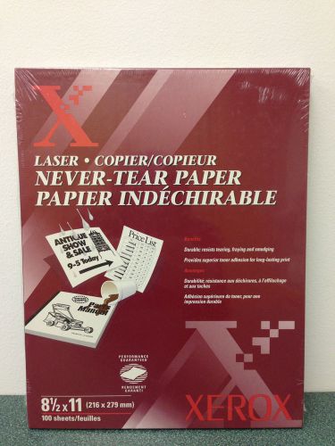 Xerox Never-Tear 4 mil Synthetic Paper 100 sheets 8 1/ 2 x 11 Laser Copier