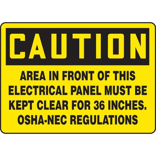 Caution Sign, 7 x 10In, BK/YEL, Self-ADH MELC639VS