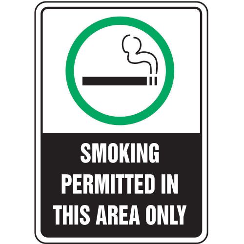 Smoking Area Sign, 10 x 7In, ENG, SURF MSMK538VS