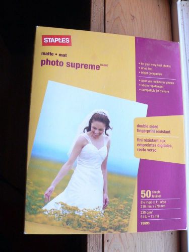 STAPLES MATTE PHOTO SUPREME PHOTO PAPER - 50 SHEETS double sided 8 1/2 x 11