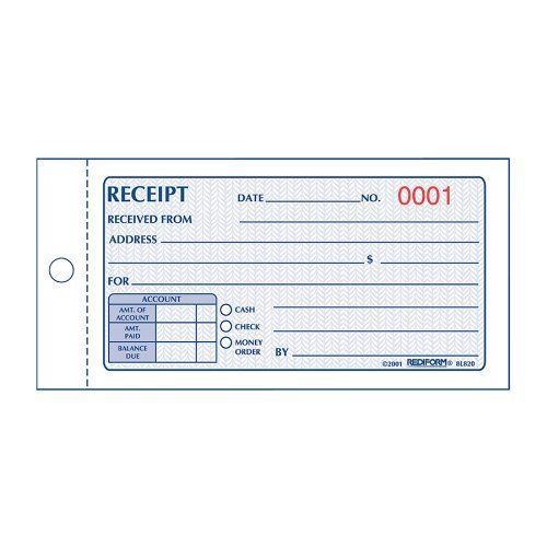 Rediform money receipt 2/part collection forms - 50 sheet[s] - 2 part - (8l820) for sale