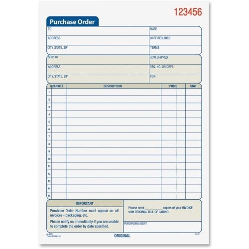 Adams carbonless purchase order statement - 2 part -8.43&#034;x5.56&#034; - 1 each for sale