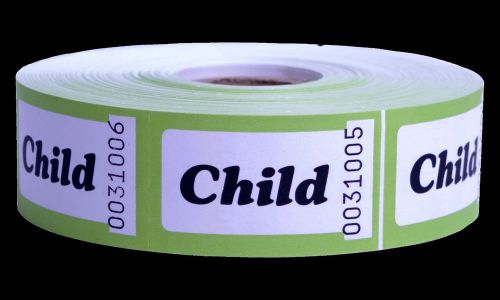 Child Admission Tickets, Stock Roll Ticket - 1000 Tickets Per Roll