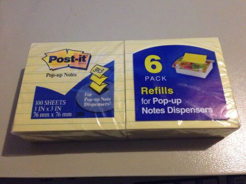 3M R335 POST-IT Pop-up Notes 76mm x 76mm Ruled Yellow 6 x 100 sheets