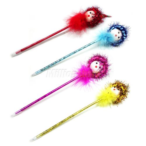 Beautiful fuzzy style ballpoint pen for writing 4x color kid pen gift for sale