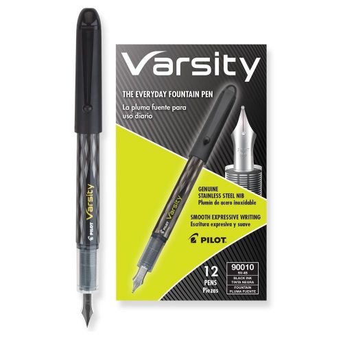 Pilot SV-4B Varsity Fountain Pen, Disposable, Black (PIL 90010) - 12/pk