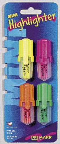 Dri Mark Pen Style Mini Highlighter Fluorescent 4 Count Assorted