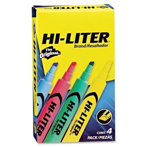 Avery Hi-Liter Desk Style Highlighters -Blue, Grn,Pink,Yellow Ink - 4/Set