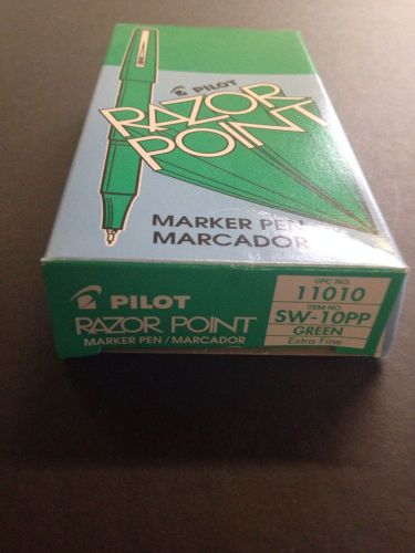 Pilot Green Razor Point Pens SW-10PP, 12/Box #11010