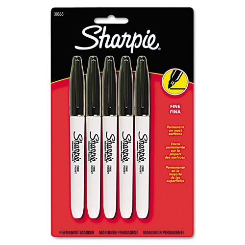 Sharpie - Permanent Marker - Fine - Color: Black - 5 COUNT VALUE PACK!