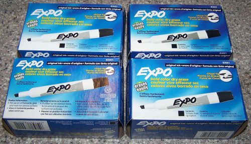 Expo bold color dry erase black chisel tip markers…4 boxes = 48 markers! for sale