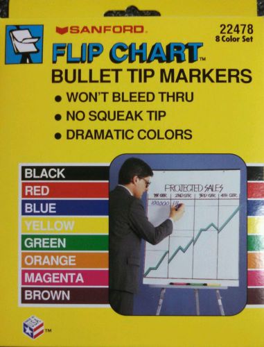 Sanford Flip Chart Bullet Tip Markers 8 Colors Blue Black Red Green Yellow Brown