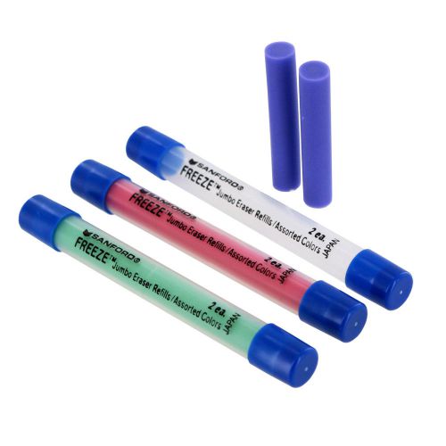 24 Sanford Logo, Freeze Mechanical Pencil Jumbo Eraser Refills, Assorted Colors