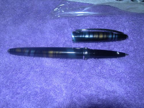 baoer heavy metal capped roller ball pen gold and grey barrel with stones