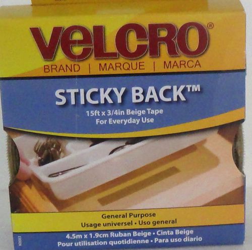 Velcro 90083 Sticky Back Hook and Loop Fastener, 3/4&#034;x15&#039; Roll, Beige