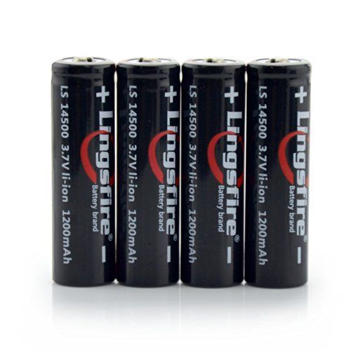 LingsFire® 4Pcs 3.7V 14500 1200mah Rechargeable Li-Ion Batteries In Black (4 x .