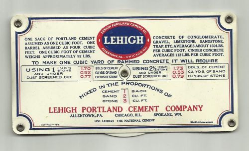 1918 lehigh portland cement co. concrete mixing guide allentown pa celluloid for sale