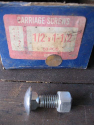 1/2X1.5 CARRIAGE BOLT Grade 2 with nuts Zinc Chromate Qty 81 Screws