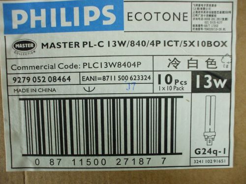 New! full case of ten! philips pl-c 13w/840/4p fluorescent lamp plc bulbs 4 pin for sale