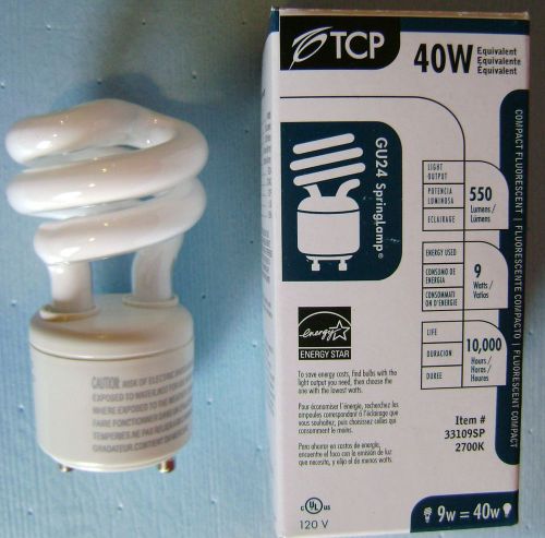 Tcp 33109sp 9 watt 2700k twist &amp; lock gu24 base bulb warm white spiral cfl for sale