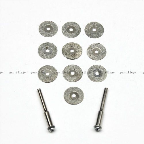 10 lot 16mm diamond coated rotary cutting cut off wheel disc blades w/ 2 mandrel for sale